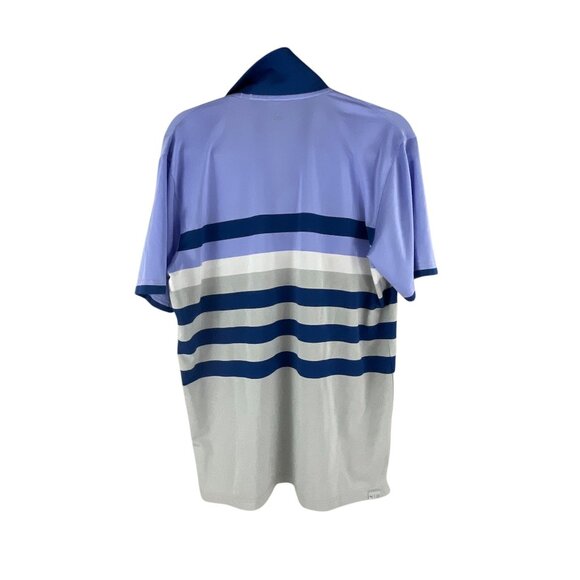 Puma Mens Striped Polo Shirt Blue & Gray Size M Short Sleeve Logo Golf Casual - Picture 8 of 9